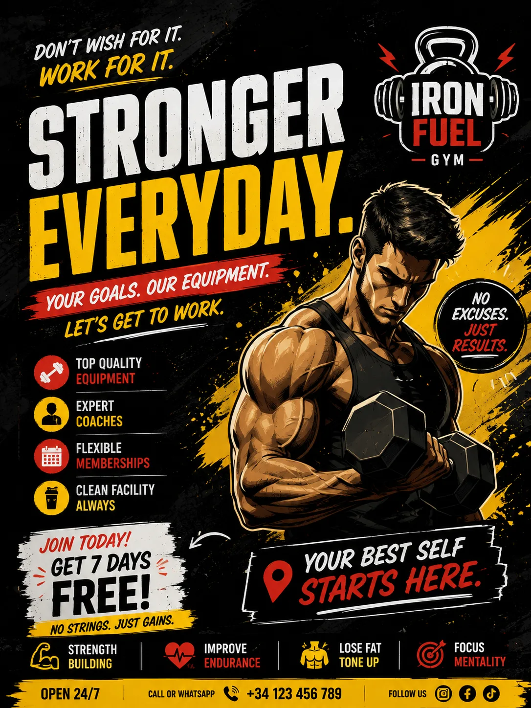 Generic AI poster for a gym — stock template look